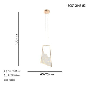 Lustra Led HubRom, TOROS Auriu 5001-2147-83 40x23xHmax150 cm 3200 K Lumina Neutra