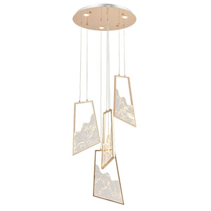 Lustra Led HubRom, TOROS Auriu 5004-2147-83 50x50xHmax200 cm 3200 K Lumina Neutra