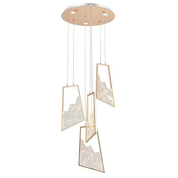 Lustra Led HubRom, TOROS Auriu 5004-2147-83 50x50xHmax200 cm 3200 K Lumina Neutra