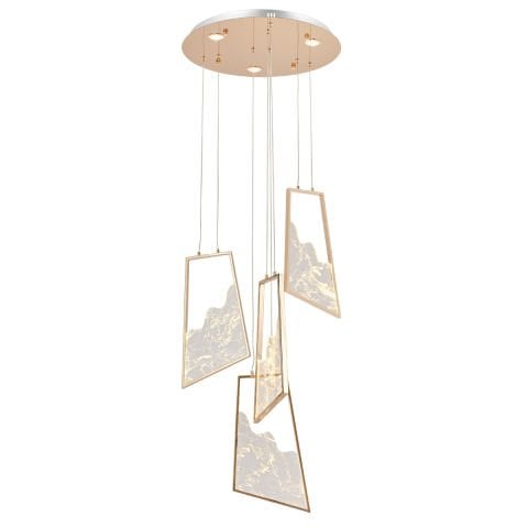 Lustra Led HubRom, TOROS Auriu 5004-2147-83 50x50xHmax200 cm 3200 K Lumina Neutra