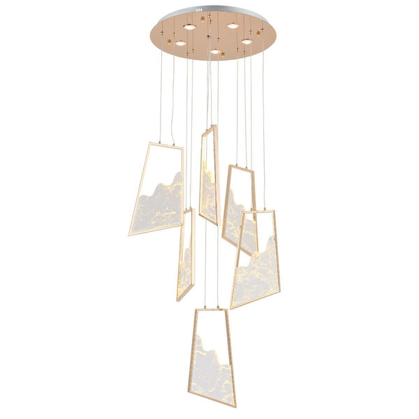 Lustra Led HubRom, TOROS Auriu 5006-2147-83 55x55xHmax200 cm 3200 K Lumina Neutra