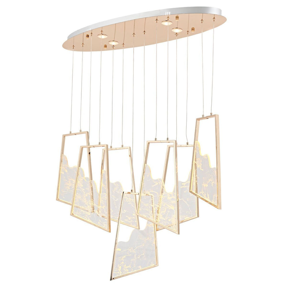 Lustra Led HubRom, TOROS Auriu 5407-2147-83 90x30xHmax150 cm 3200 K Lumina Neutra