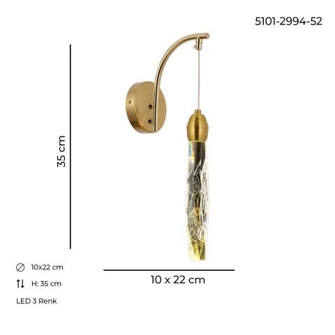 Aplica Led HubRom, TORTUM Antiq 5101-2994-52 10x33 cm Lumina Calda,Rece,Neutra