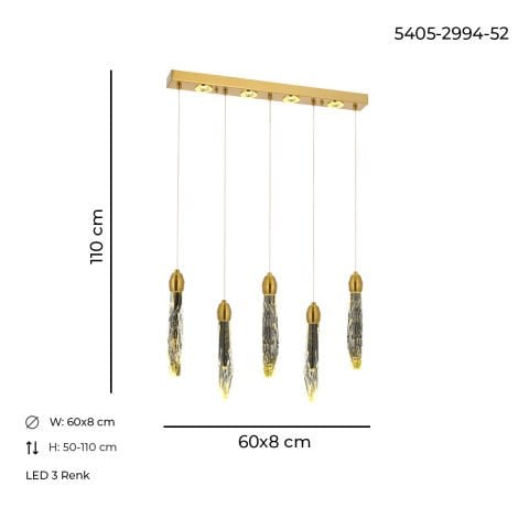 Lustra Led HubRom, TORTUM Antiq 5405-2994-52 60x8xHmax110 cm Lumina Calda,Rece,Neutra