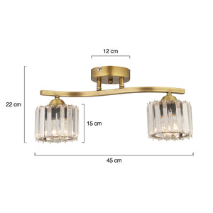 Plafonieara Cristal HubRom, TUFTY 3617-2S-FR 45x22 cm 2xE27-60W Antiq