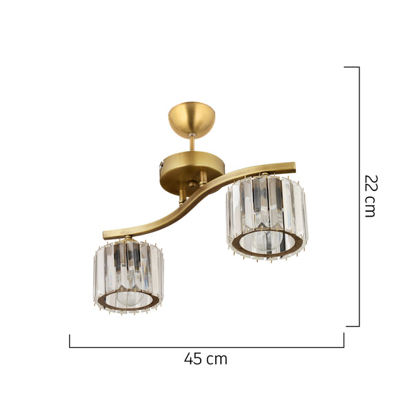 Plafonieara Cristal HubRom, TUFTY 3617-2S-FR 45x22 cm 2xE27-60W Antiq