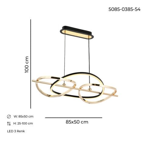 Lustra Led HubRom, TUNA Auriu / Negru 5085-0385-54 85x50xHmax100 cm Lumina Calda,Rece,Neutra
