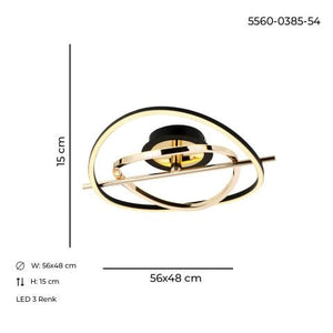 Plafoniera Led HubRom, TUNA Auriu / Negru 5560-0385-54 56x48xHmax15 cm Lumina Calda,Rece,Neutra