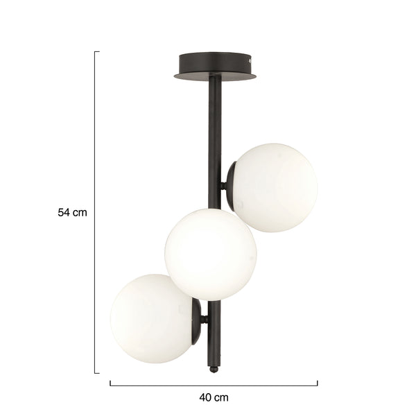 Lustra HubRom, UZEL 3588-03-BL 40x54 cm 3xE27-60W Negru