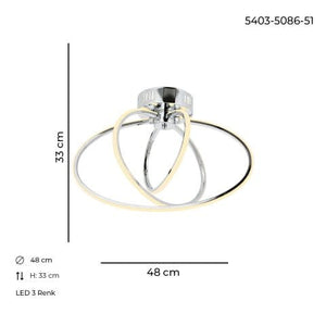 Plafoniera Led HubRom, VARNA Crom 5403-5086-51 48x33 cm 42 W / 4000 K Lumina Calda,Rece,Neutra