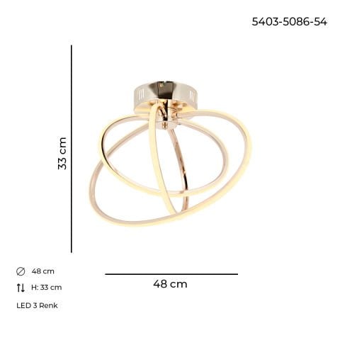 Plafoniera Led HubRom, VARNA Auriu 5403-5086-54 48x33 cm 42 W / 4000 K Lumina Calda,Rece,Neutra