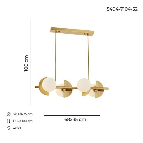 Lustra HubRom, VENUS 5404-7104-52 68x35xHmax100 cm 4xG10 Antiq