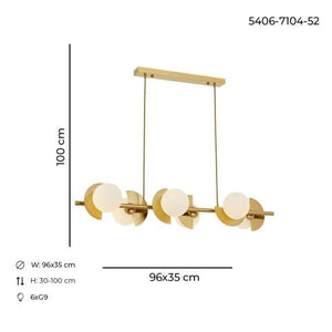 Lustra HubRom, VENUS 5406-7104-52 96x35xHmax100 cm 6xG11 Antiq