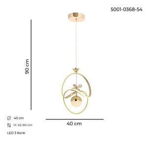 Lustra Led HubRom, ZARA Auriu  5001-0368-54 30x40xHmax90 cm Lumina Calda,Rece,Neutra