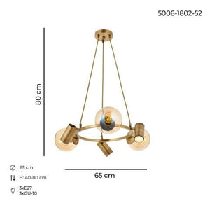 Lustra HubRom, ZER 5006-1802-52 60x40-80 cm 3xE27-60W-3xGU-10 Antiq