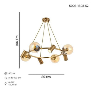 Lustra HubRom, ZER 5008-1802-52 80x30-100 cm 4xE27-60W-4xGU-10 Antiq