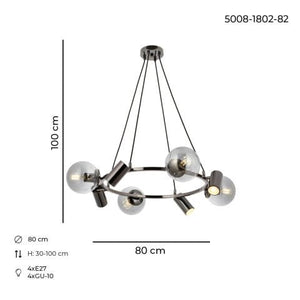 Lustra HubRom, ZER 5008-1802-82 80x30-100 cm 4xE27-60W-4xGU-10 Antiq