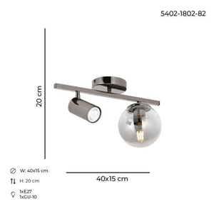 Lustra HubRom, ZER 5402-1802-82 40x15xHmax20 cm 1xE27-60W-1xGU-10 Fume
